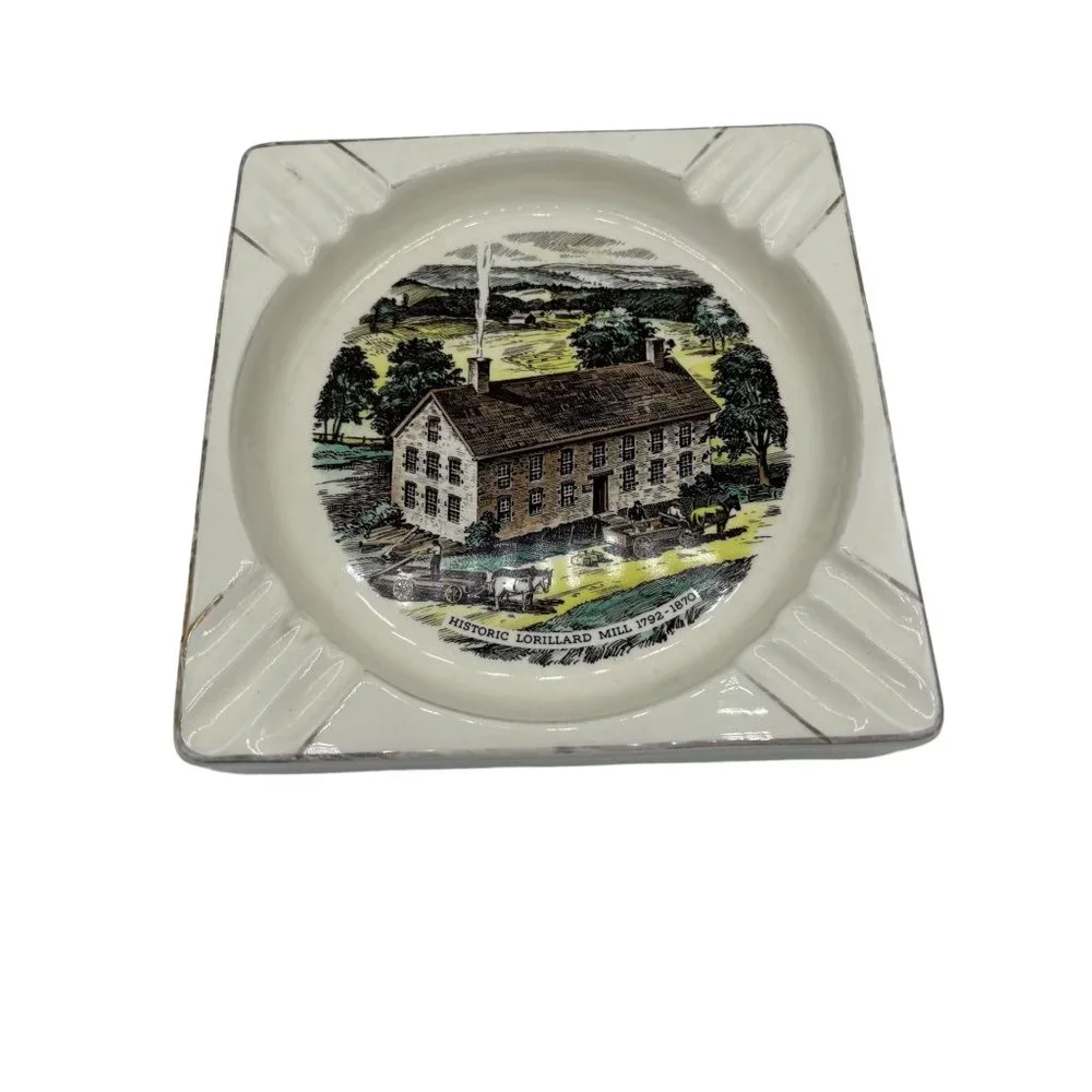 Vintage Historic Lorillard Mill Ash Tray 7.5x7.5